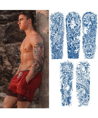 Aresvns Semi Permanent Sleeve tattoos for Men and women  Full Arm Realistic Fake Tattoos Waterproof & Long-Lasting 2-3 Weeks Christmas Gift