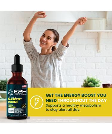 E2H Vegan Liquid Iodine - Thyroid Support and Cognitive Function - Boost Your Metabolism and Energy Levels - Vegan - Non-GMO (2 Bottles) 1 Fl Oz (Pack of 2) - Buy Online on GoSupps.com