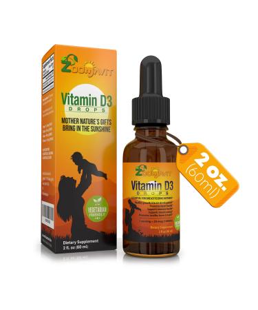 Zoomavit Vitamin D Drops for Infants - Baby Vitamin D Drops 1000 IU 2Fl Oz - Liquid Vitamin D3 Organic with Max Absorption Formula for Newborn Toddlers Kids and Adults - Buy Online on GoSupps.com