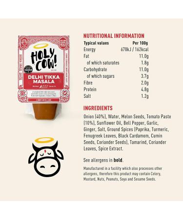 Holy Cow! Indian Curry Sauces : Delhi Tikka Masala Sauce Curry Kit (6 x 250g) Gluten Free Vegan Curry Recipe Tikka Masala Ready Meal Kit Cooking Sauce Made With Authentic Tikka Paste. Curry Gift Set - Buy Online on GoSupps.com