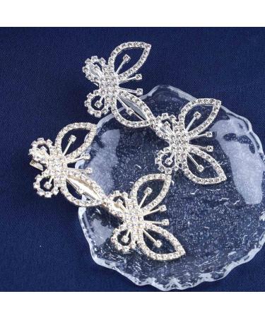Iaceble Rhinestone Butterfly Hairclip - Gold Crystal Hair Barrette for Weddings & Bridal - Women's Decorative Accessories - Buy Online on GoSupps.com