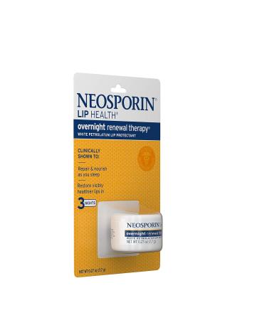Neosporin Lip Health Overnight Renewal Therapy 0.27 oz (Pack of 3) - Unflavored - 3 Pack - Buy Online on GoSupps.com