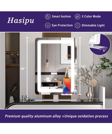 Hasipu Vanity Mirror - 16 12 LED Lighted Makeup Mirror with Smart Touch Controls and 3 Modes Light - 360 Rotation, Round White - Buy Online on GoSupps.com