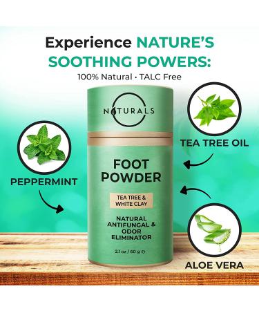 O Naturals Foot Powder with Tea Tree Oil - Shoe Odor Eliminator & Deodorizer for Men, Women & Kids - Talc Free Natural Odor Control - Athletes Foot Powder - 2.1oz - Buy Online on GoSupps.com
