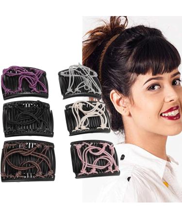 Magic Elastic Hair Clips Purple Beige Coffee Pink Silver Black Adjustable No Crease Magic Hair Comb for Women Girls for Thick Thin Hair - Buy Online on GoSupps.com