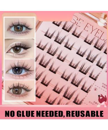 Fish Tails Glueless Press-On Eyelashes Press on Lashes No Glue Needed Self Adhesive Lash Clusters Press on Eyelashes No Glue Needed Reusable Self Adhesive Eyelashes - Buy Online on GoSupps.com