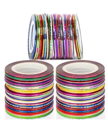 NICEMOVIC 62pcs 32 Colors Mixed Colors Rolls Nail Art Striping Tape Decoration Sticker Nail Line DIY Nail Tip
