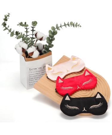 Drizzle Cat Eye Mask - Natural Silk Sleep Mask for Cute and Soft Sleeping (Red) - Buy Online on GoSupps.com