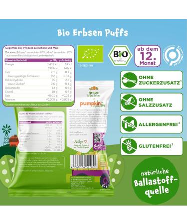 Buy Pumpkin Organics Bio Puffs - Allergen-Free & Gluten-Free Children's Snack (8 Pack) | Organic Baby Snacks for 12+ Months - Buy Online on GoSupps.com