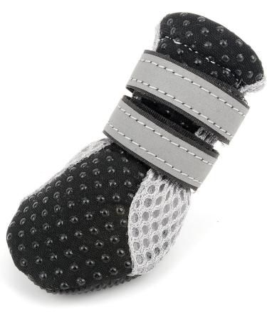 Zunea Dog Boots for Summer - Slide-Resistant & Reflective Soft Mesh Shoes for Small Dogs | Adjustable & Heat-Resistant - 4-Pack (Black) - Buy Online on GoSupps.com