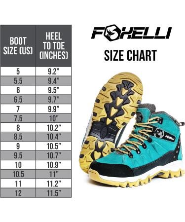Foxelli Women's Waterproof Suede Hiking Boots - Breathable & Lightweight - Size 8.5 Teal - Buy Online on GoSupps.com