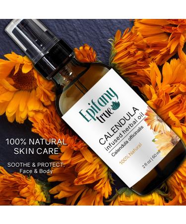 Buy Calendula Oil 2oz - Natural Moisturizer for Eczema Sunburn & Sensitive Skin | Soothes Face Body Nails & Hair | Calendula Officinalis Infused - Buy Online on GoSupps.com
