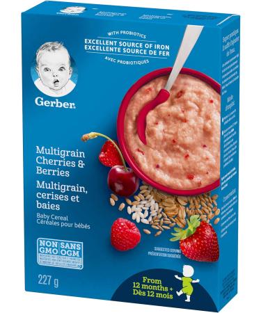 GERBER CEREAL Cherries & Berries with 5 Grain Cereal Toddler Food Cereal 12+ months 227 g 6 Pack Cherries Berries with 5 Grain Cereal - Buy Online on GoSupps.com
