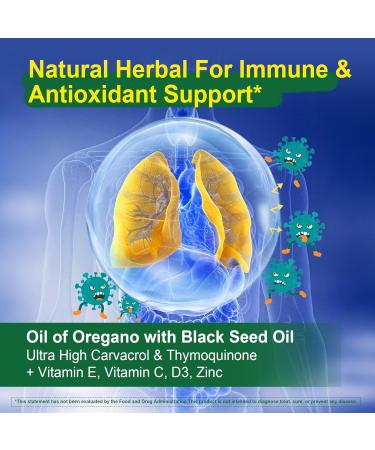 Oil of Oregano with Black Seed Oil Filled Gummies - 2 Months Supply - , Aceite De Oregano Capsulas Organic Alternative, Carvacrol & Thymoquinone with Vitamin E, C, D3, Zinc, Liposomal Form, Sugar Free 60 Count (Pack of 1) - Buy Online on GoSupps.com