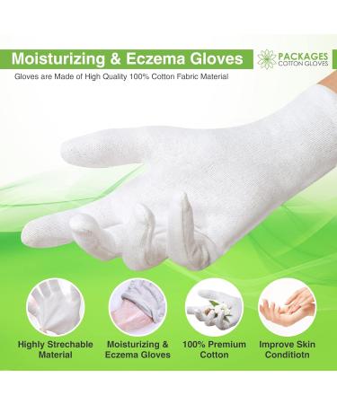 PACKAGES 4 Pairs Moisturizing Gloves Cotton Gloves for Eczema and Dry Hands Breathable Washable White Cotton Gloves Overnight Bed time Gloves Medium Size(4 Pairs) - Buy Online on GoSupps.com