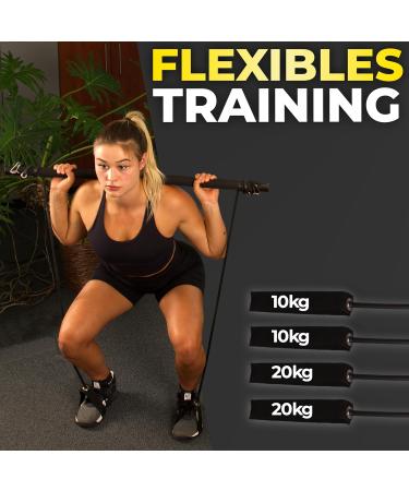 Road2goat Pilates Bar Fitness Stage with Resistance Straps & Bands - Women's Leg Training at Home - Gettic Muscle Coach & Training Manual - Buy Online on GoSupps.com