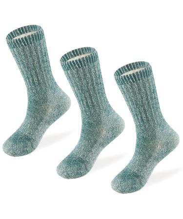 MERIWOOL Merino Wool Kids Hiking Socks for Children 3 Pairs Green Large