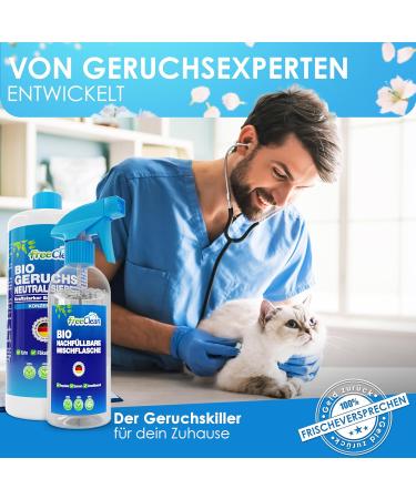 FreeClean Bio Ruchs Neutralizer Concentrate 1000ml - Extra Strong Enzyme Cleaner for Cats | Highly Concentrated Odor Remover & Textile Freshener | Made in Germany - Buy Online on GoSupps.com
