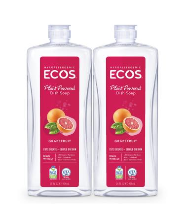 ECOS Hypoallergenic Dish Soap, Natural Grapefruit, 25oz by Earth Friendly Products (Pack of 2)