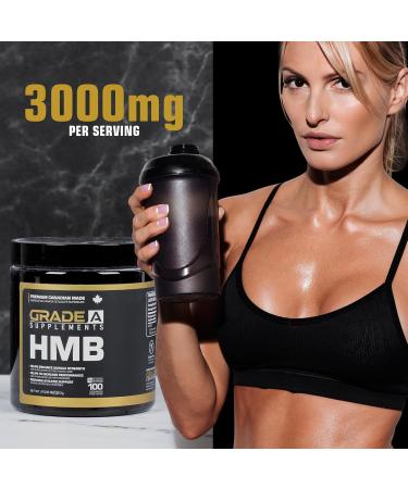 Grade A Supplements HMB Powder - HMB 3000mg Supplement for Bodybuilding Weight Lifting & Athletes - Supports Muscle Growth Recovery Soreness Relief - Made in Canada 100 Servings Unflavored 100 Servings (Pack of 1) - Buy Online on GoSupps.com