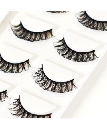 Vivis 5 Pairs False Lashes Russian Short Curly Eyelashes 3D Strip Natural Wispy Thick Fluffy Fake D Curl Cat Eye - 052 - Buy Online on GoSupps.com