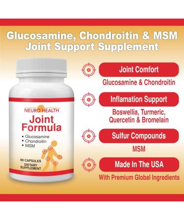 Joint Formula with Glucosamine Chondroitin and MSM 60 Capsules (1 Bottle) Turmeric/Joint Support Supplement for Bones Back Knees Hands/Used for Cartilage & Joint Support 1 Count (Pack of 60) - Buy Online on GoSupps.com