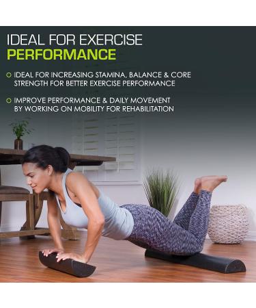 ProsourceFit Half-Round Foam Roller for Pilates, Yoga & Stretching - 36 inch Black - High Density - Buy Online on GoSupps.com