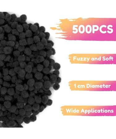Caydo 500 Pieces 1cm Black Pom Poms - Mini Craft DIY Art Balls for Kids Creative Projects - Buy Online on GoSupps.com