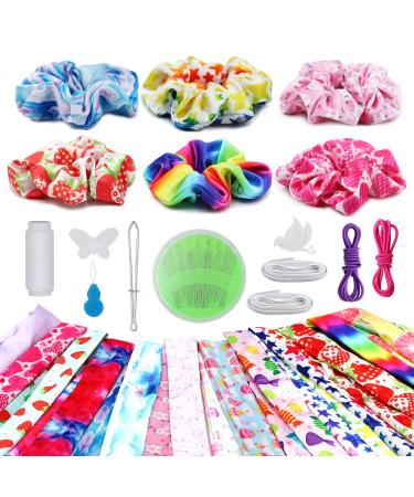Make Your Own Hair Scrunchies  12 Pcs Tie Dye Scrunchies for Hair  Mothers Day Gifts  DIY Scrunchies Hair Accessories Kit for Girls  Gift Set for Kids Girls and Mom