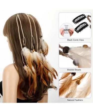 MWOOT 4Pcs Bohemian Feather Hair Clips - Indian Tassel & Beads Headdress for Halloween Party Decoration - Buy Online on GoSupps.com
