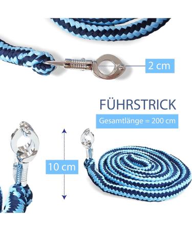 Premium Knitting Panic Hooks for Horses - Stylish Tiebar Trick Leashes for Ponies Donkeys & Goats (Light Blue/Blue) - Shop Internationally - Buy Online on GoSupps.com
