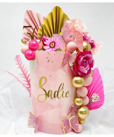 JeVenis 36 PCS Pink Balls Cake Decoration Baby Shower Cake decoration Pink Leaves Cake Decoration Rose Cake decoration Boho Cake Decoration Palm Leaves Cake Decoration (EU-A-734) - Buy Online on GoSupps.com