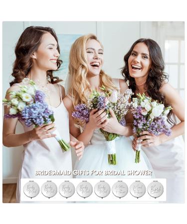 Roowest 8 Piece Bridesmaid Compact Mirrors - Magnifying Makeup Mirror Set for Bridal Party Gifts (Silver/White) - Buy Online on GoSupps.com