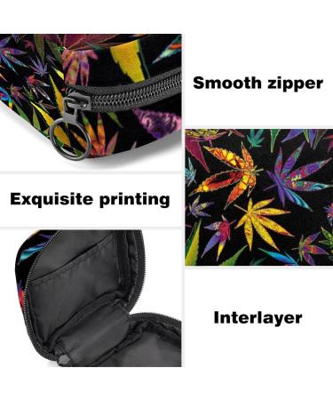 Colorful Weed-Leaf Menstruation Bag | Portable Napkin & Menstrual Cup Storage for Teens & Women - Buy Online on GoSupps.com