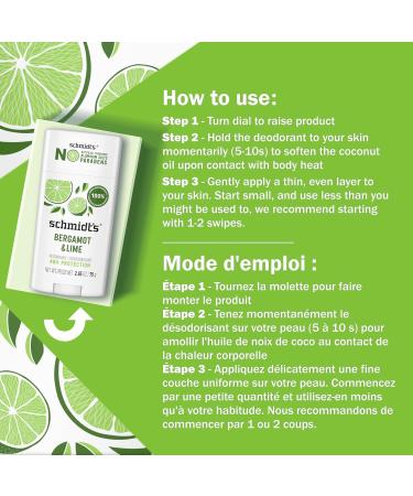 Schmidt's Aluminum Free Natural Deodorant for Women and Men Bergamot and Lime with 24 Hour Odor Protection Certified Natural Vegan Cruelty Free 2.65 oz (Pack of 2) Bergamot and Lime 2.65 Ounce (Pack of 2) - Buy Online on GoSupps.com
