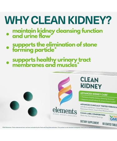 Elements Clean Kidney 60 Tablets (30 Day Supply) Supports Normal Kidney and Urinary Tract Function Gluten Free  - Buy Online on GoSupps.com