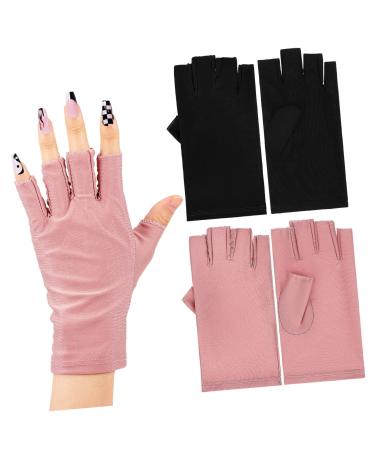 Housoutil 2 Pairs Uv Gloves Nail Gel Nail Lamp Light Gloves for Manicures Manicure Gloves Anti Gloves Gel Nail Gloves Nail Art Accessory Uv Nail Gloves Cotton Light