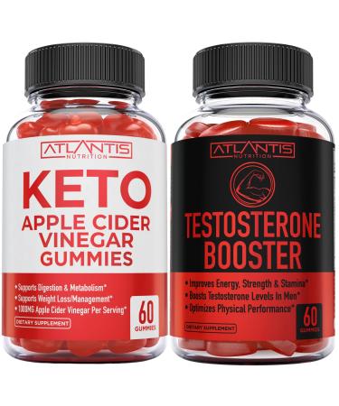 Atlantis Nutrition Keto Apple Cider Vinegar 60 Gummies + Testosterone Booster 2-Pack (120 Gummies)
