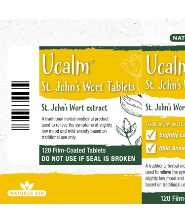 Natures Aid Ucalm St John's Wort 120 Tablets - Relief for Low Mood and Anxiety - Vegan Formula - Buy Online on GoSupps.com