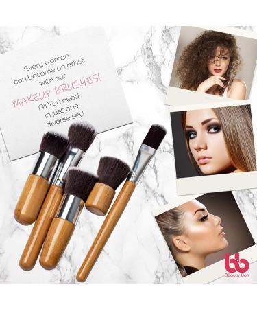 Professional Makeup Brush Set - 11 Beauty Brushes with Travel Bag & Wooden Handles | Beauty Bon Cosmetics - Buy Online on GoSupps.com
