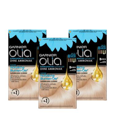 Garnier Olia Hair Brightener B+++ Ultra Bleach Super Blonde Extreme/Hair Colouration up to 8 Levels Lightening (with Natural Flower Oils) No Ammonia - 3 x 1 Item Ultra brightener - Buy Online on GoSupps.com