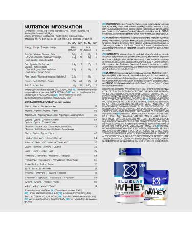 USN Blue Lab Whey Protein Powder Strawberry 908g - Post-Workout Muscle Building Supplement with Whey Isolate and BCAAs - Buy Online on GoSupps.com