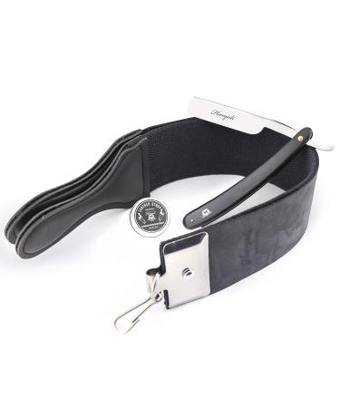 Extra Wide Black Leather Strap Razor Set - 3-Piece with Leather Strop & Grinding Paste | Premium Shaving Kit for Men - Buy Online on GoSupps.com