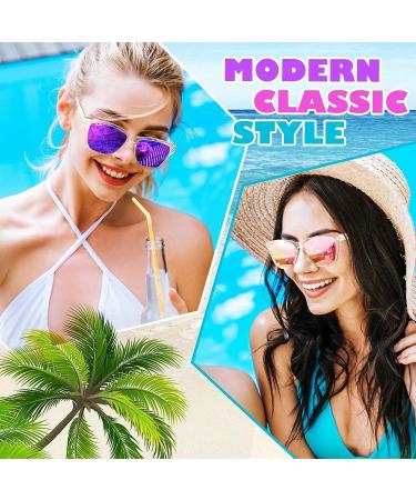 LINVO Polarized Sunglasses for Men and Women - Clear Frame with UV400 Pink and Purple Mirrored Lenses - Buy Online on GoSupps.com