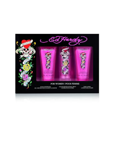 Ed Hardy Women's Fragrance 3 Piece Gift Set 1.7 fl. oz. Eau de Parfum - Buy Online on GoSupps.com