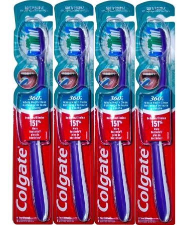 Colgate 360 Whole Mouth Clean Toothbrush Soft Compact Head (Colors Vary) - Pack of 4 - Buy Online on GoSupps.com