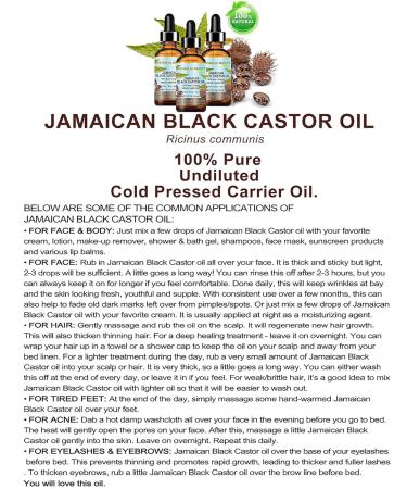 Botanical Beauty Black Castor Oil Jamaican. 100% Pure Natural Virgin Unrefined Cold Pressed Carrier Oil. 4 Fl.oz.- 120 Ml. For Face Skin Hair Eyelashes Brows and Nails - Buy Online on GoSupps.com