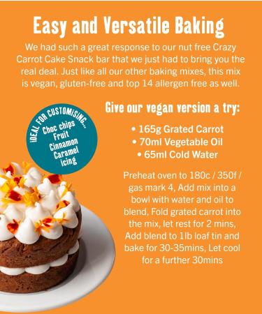 Creative Nature Gluten Free Carrot Cake Mix - Vegan & Allergen Free | 268g - Buy Online on GoSupps.com