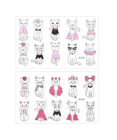 Konsait Cute Kitty Cat Temporary Tattoos for Girls, Kids, and Women - 180pcs | Waterproof Body Art Stickers for Birthday Parties and Goodie Bags - Buy Online on GoSupps.com