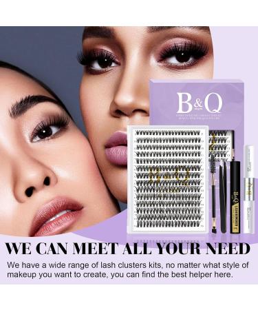 B&Q 280 PCS Cluster Lashes DIY Extension Kit with Bond & Seal Remover, Applicators - Kit-40D-D Curl 9-16mm - Buy Online on GoSupps.com